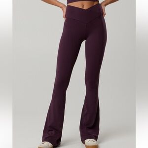 Offline by aerie purple/plum crossover flare leggings. Size Large Long length.